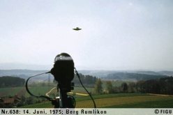 Demonstration flight by Semjase in her ship at Berg-Rumlikon, 14th June 1975.