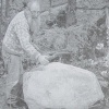 Billy, in the same position in front of the stone, in which he was struck by lightning. Photo from the 24th of April, 1990: Freddy Kropf. See Contact 236.